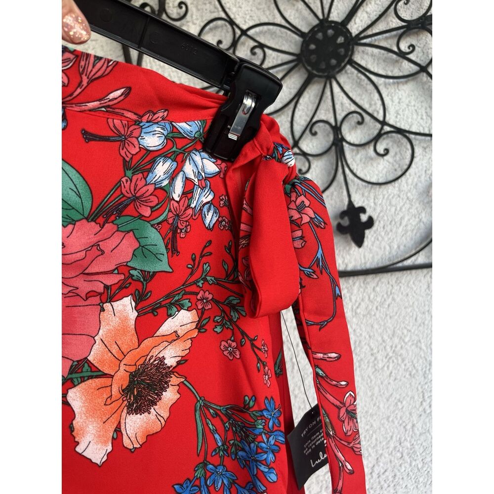 Lulus Bloom With A View Of Red Maxi Wrap Skirt - XL - Multicolored - Picture 6 of 9